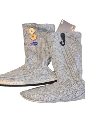 Buffalo Bills Cable Knit Slipper Socks Size Small Fits Ladies 7/8